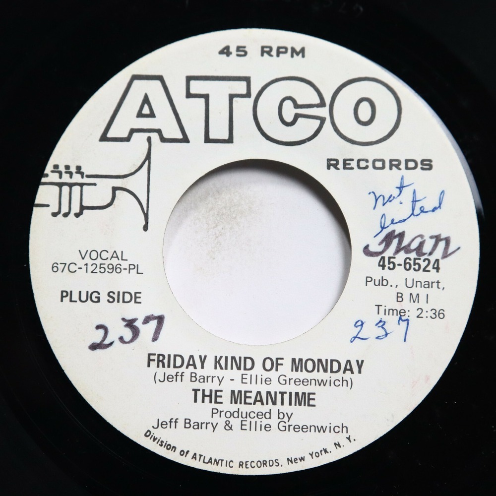 MEANTIME - FRIDAY KIND OF MONDAY/ RIGHT BACK WHERE I STARTED‎ - ROCK 45 *PROMO